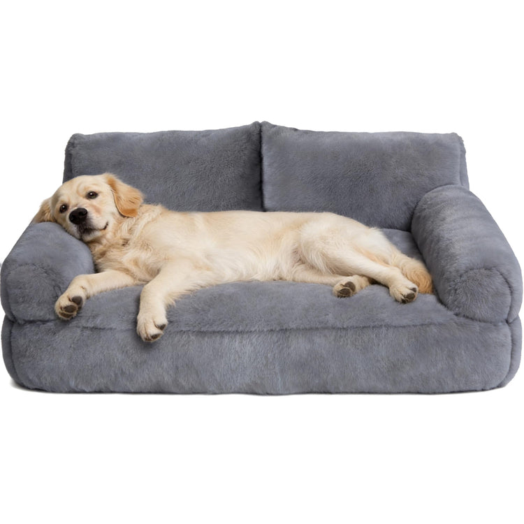 Large Cat Beds for Indoor Cats, Dog Couch Bed, Cute Cat Couch Sofas for Less 20lbs Kitten Puppy, Small Dog Sofas & Chairs with Removable Washable Cover, Soft Warm Pet Furniture, Cream