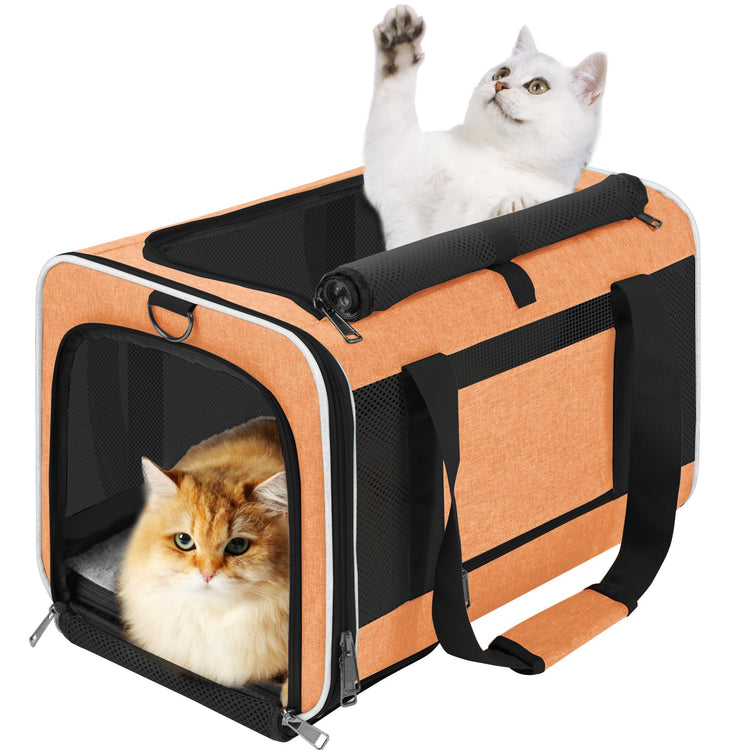 GAPZER Small Dog Carrier Cage Soft Chihuahua / Softshell Big Cat Carrier Maine Coon / Pet Taxi Carrying Bag over 25lbs / Top Loader Travel Kennel Brown