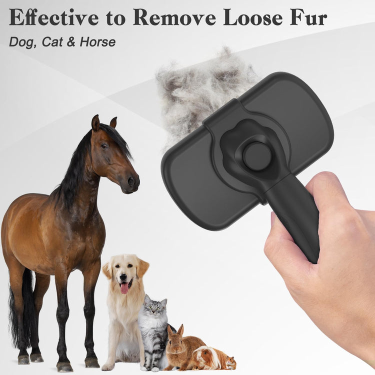 Dipoo Self-Cleaning Pet Grooming Brush - Skin-Friendly Deshedding Tool for Dogs & Cats in Pink, Removes Loose Hair and Tangles