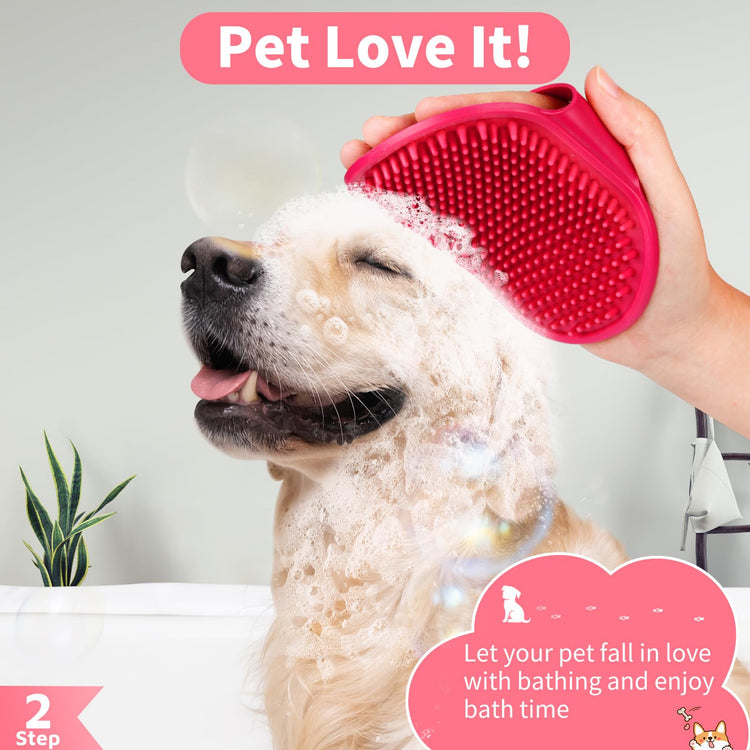 Comotech 6PCS Dog Bath Brush & Dog Toothbrush | Adjustable Handle Shampoo Brush & Scrubber for Short & Long Haired Dogs & Cats | Effectively Solve Odor & Stain Removal Problems (Blue Blue Blue.)