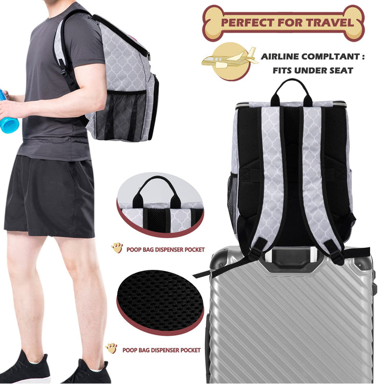 BAGLHER丨Dog Travel Bag Backpack, Airline Approved Pet Supplies Backpack, Dog Travel Bag with 2 Silicone Collapsible Bowls and 2 Food Baskets, Black
