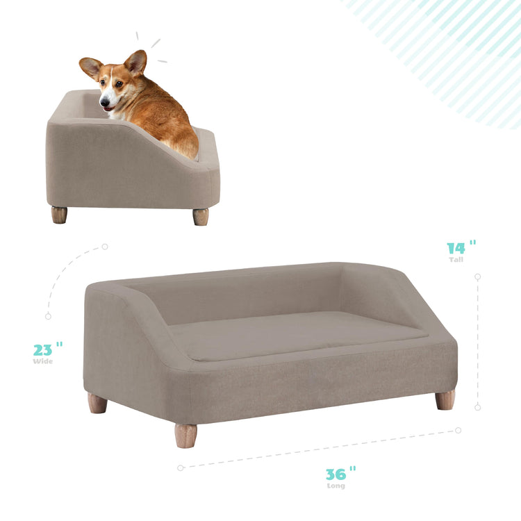 CRITTER SITTERS 33” Faux Suede Ped Bed in Brown, Durable Washable Sofa Couch for Small & Medium Cats & Dogs, Must Have Accessory for Yorkies, Shih Tzus & Frenchies, Kitten & Puppy Essential Furniture