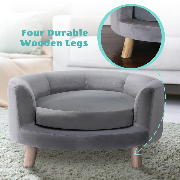 CRITTER SITTERS 33” Faux Suede Ped Bed in Brown, Durable Washable Sofa Couch for Small & Medium Cats & Dogs, Must Have Accessory for Yorkies, Shih Tzus & Frenchies, Kitten & Puppy Essential Furniture