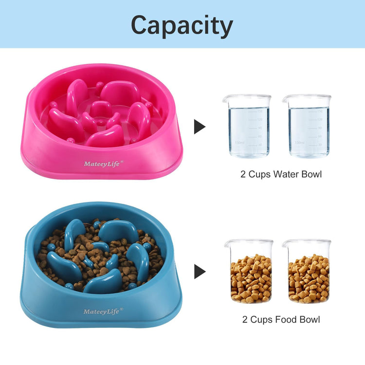 MateeyLife Slow Feeder Dog Bowls 2PCS, Anti-Choking Puzzle Dog Food Bowls, Anti-Slip Interactive Feeding Slow Down Eating, Bloat Stop Maze Dishes for Medium Breeds