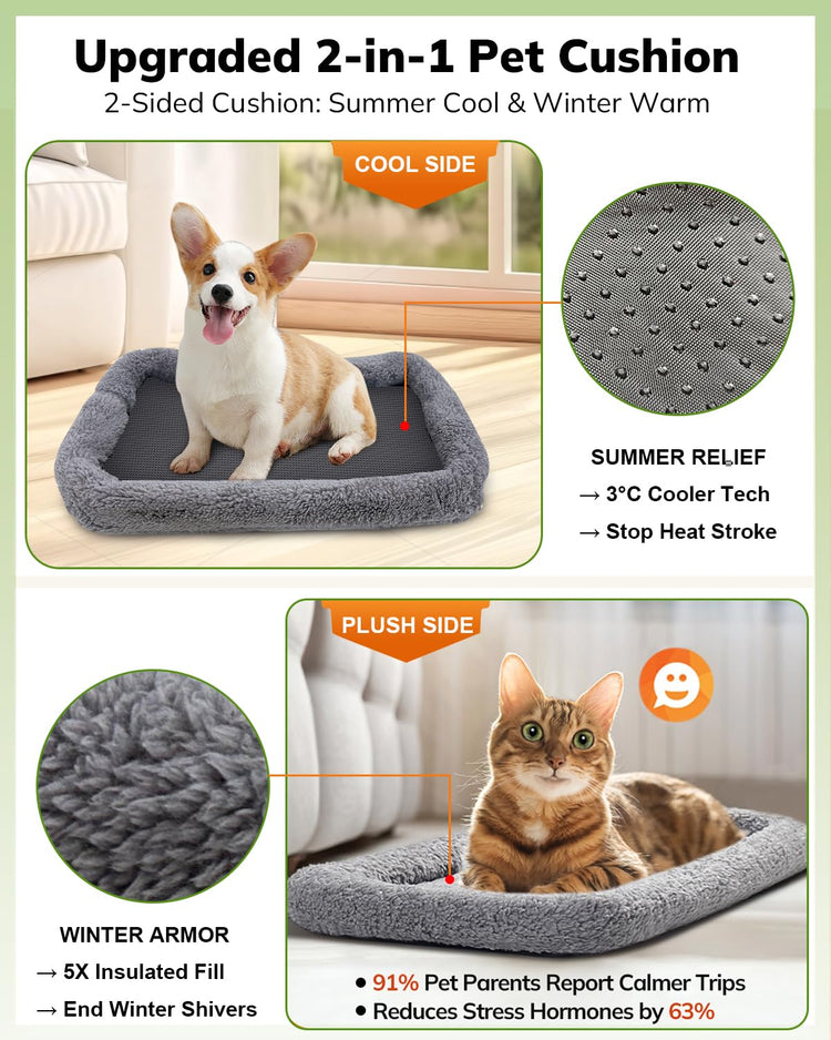 Morpilot Pet Carrier for Large Cats, Puppies & Small Dogs Up to 25lbs, Escape-Proof with Locking Zippers, Dual-Sided Cushion, Safety Buckle for Car & Vet Travel, Includes Foldable Bowl (Dark Gray)