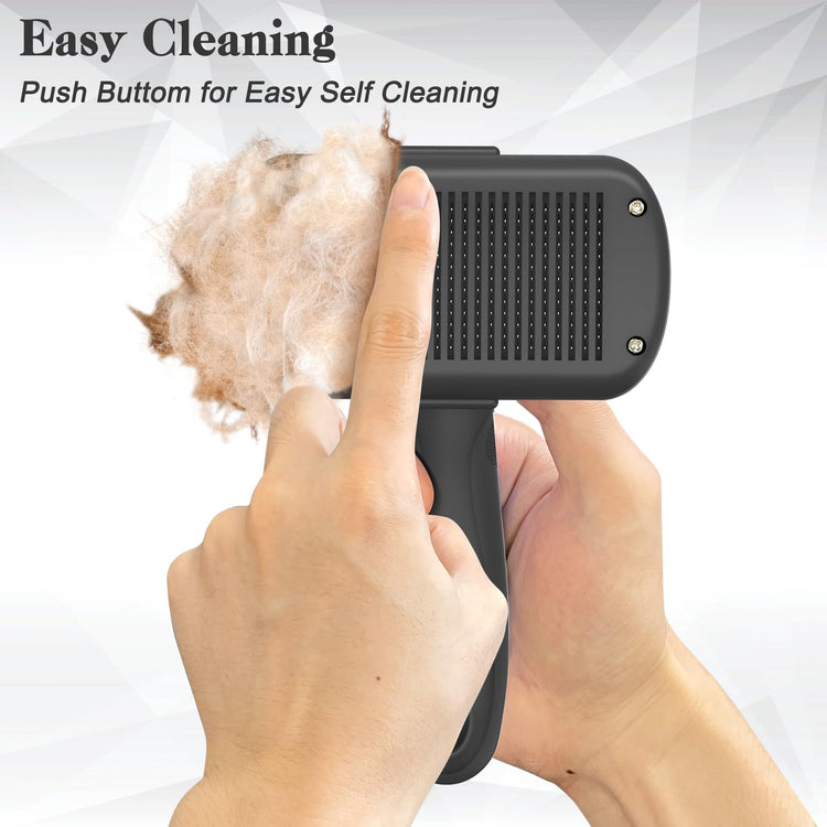Dipoo Self-Cleaning Pet Grooming Brush - Skin-Friendly Deshedding Tool for Dogs & Cats in Pink, Removes Loose Hair and Tangles