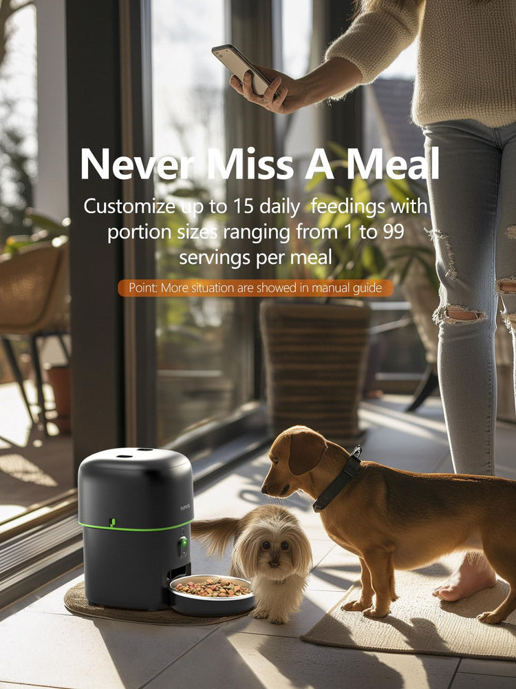 Yuposl Automatic Cat Feeders - 2L Cat Food Dispenser Easy to Use, Timed Automatic Pet Feeder with Over 180-day Battery Life, 1-6 Meals Dry Food Programmable Portion Control Also for Dogs