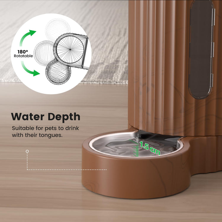 Gardner Pet Gravity Automatic 2-in-1 Pet Feeder, 0.8 Gallons*2 Cat Feeder and Water Dispenser Set, 100% BPA-Free and Stainless Steel Water Bowl for Dogs, Cats, Rabbits, Puppies (Light Woodgrain)