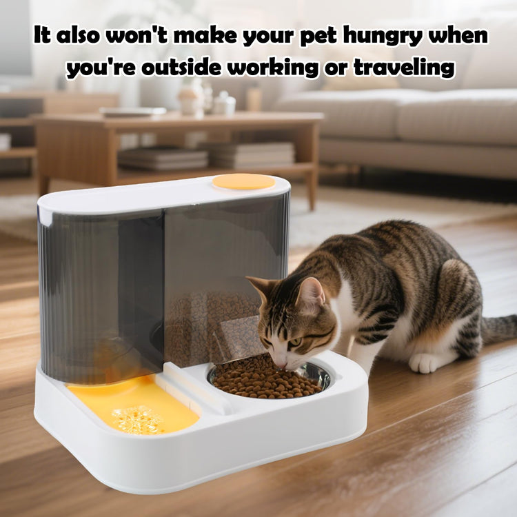 2 in 1 Automatic Cat Feeder & Water Dispenser,Gravity Pet Feeder Stainless Steel Food Water Bowl All-in-One Large Capacity Self Feeding for Cats Dogs Small Medium Pets(Green)