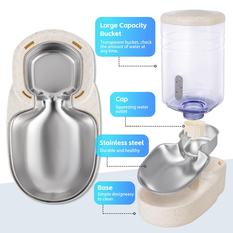 Kacoomi Automatic Dog Cat Feeder and Water Dispenser Gravity Food Feeder and Waterer Set with Pet Food Bowl for Small Medium Dog Puppy Kitten, Large Capacity 1 Gallon x 2