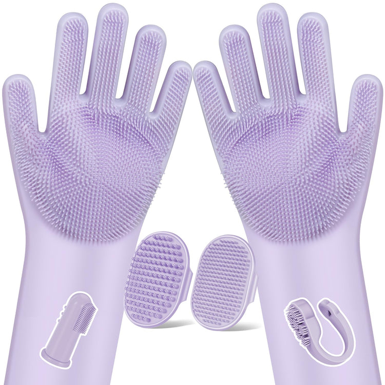 Augwind 6PCS Pet Grooming Kit for Dogs, Cats and Horses | Dog Washing Gloves | Cleanroom Gloves | Dog Bath Brush | Dog Bath Gloves | Dog Shampoo Brush | Dog Bath Supplies (Navy Blue)