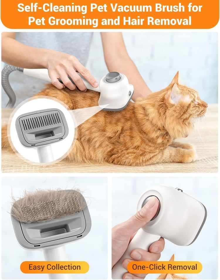 Dog Vacuum Grooming Kit for Shedding: Professional Hair Clippers Pet Groomer - Strong Suction Cleaner Deshedding Tool Fur Brush Attachment Trimmer