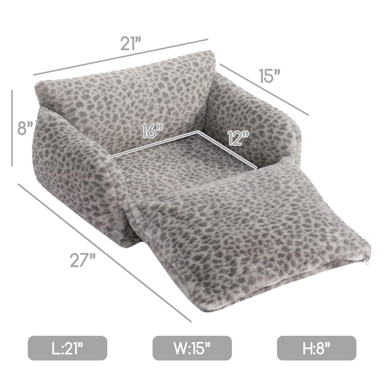 Hollypet Cat Bed Fluffy Plush Multifunctional Double-Layer Machine Washable Soft Warming Kitty Pet Couch Orthopedic Nest Beds for Small Cats Kitten and Dogs up to 13lbs, Khaki(25x20x13 inch)