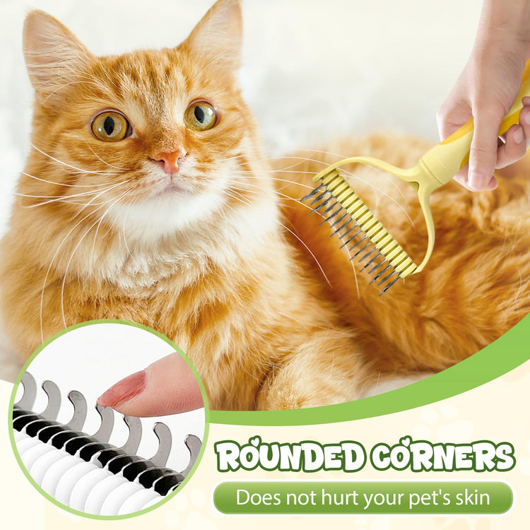 Double-Sided Pet Grooming Brush for Dogs and Cats, 2026 New Dog Deshedding Brush, Dematting Comb Removes Tangles Knots and Loose Fur, Ergonomic Pet Grooming Tool (Blue)