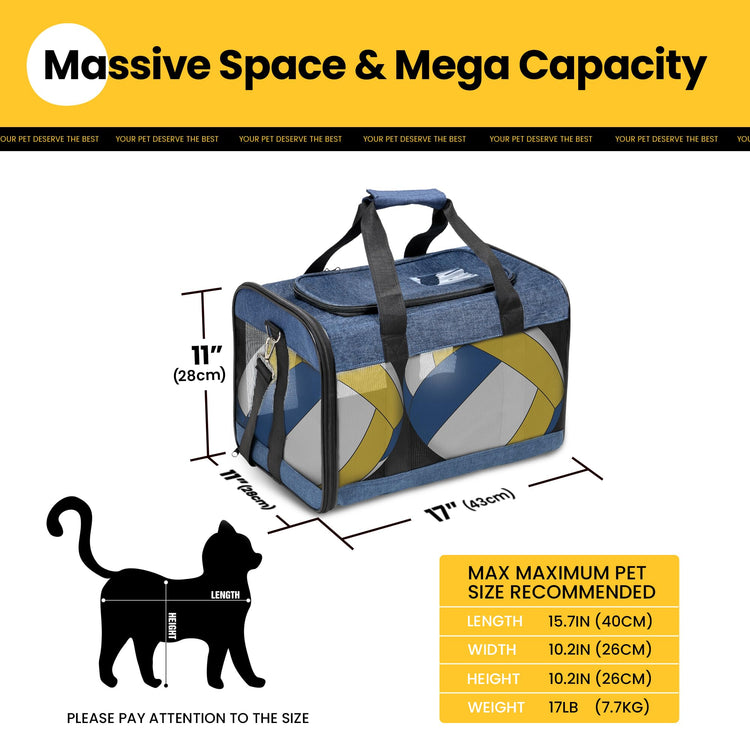 Conlun Cat Carrier Airline Approved, Soft-Sided Dog Carrier with Inner Safety Leash, Pet Transport Carrier for Small-Medium Cats Puppies up to 15 Lbs, Collapsible Travel Kitten Carrier Bag -BlackM