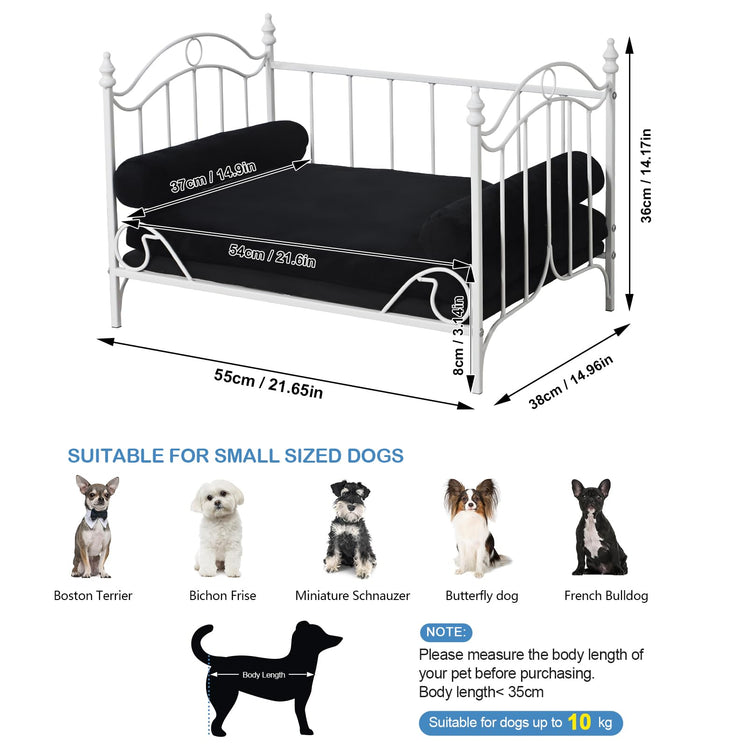 Pet Sofa Bed, Cat Bed,Dog Bed,Cat Couch,Pet Couch,Metal Frame and Detached Velvet Cushion，Cool Dog Couch for Small Cats &Dogs&Puppy Summer Using (White)