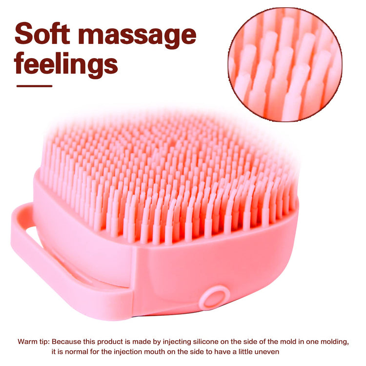 Pet Bath Brush Dog Baths Brush Shampoo Dispenser Soft Silicone Dog Bathing Brushes Dogs Shampoo Brushes scrubbers for Cats and Dogs Shower Brush Grooming (Pink)