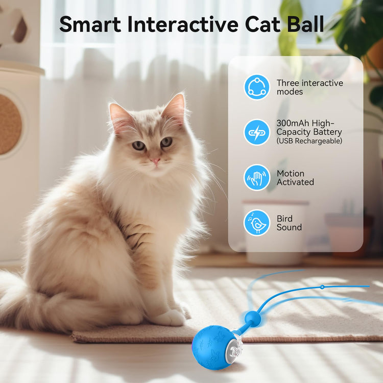 Smart Interactive Cat Dog Toys, Automatic Pet Toys for Bored Indoor Cats and Dogs, Motion Activated, USB Rechargeable, Christmas Pet Birthday Gifts (Pink)
