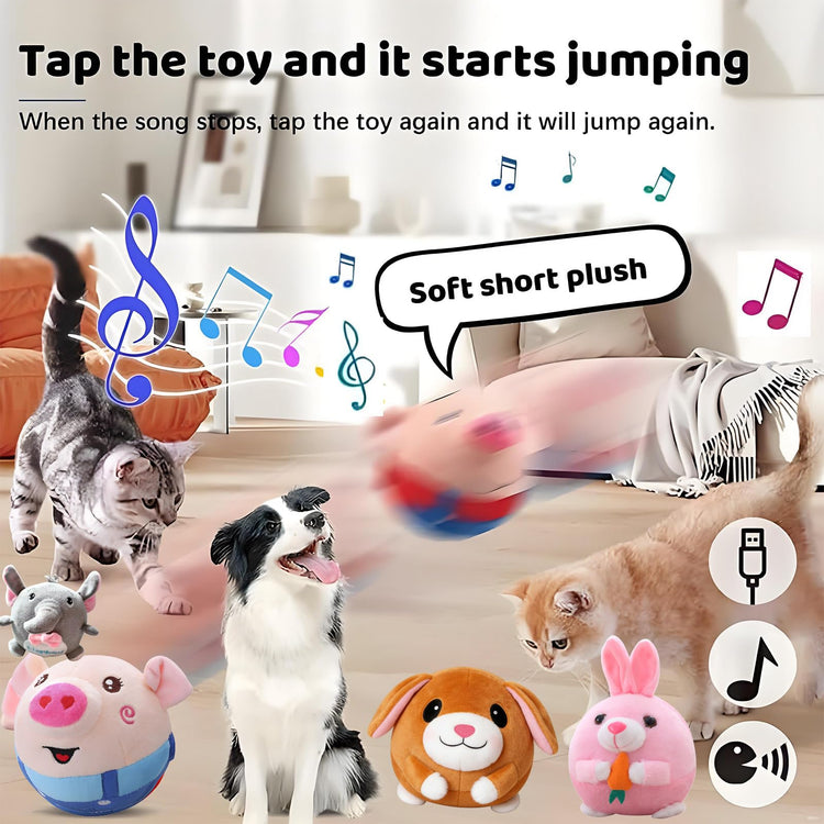 Interactive Dog Toys,Active Moving Pet Plush Toy,2026 New shaking dog ball pig dog toy Interactive Dog Ball with song Squeaky Moving Dog Ball Toy,Rechargeable Toys to Keep Them Busy Dog Toys(Blue Pig)