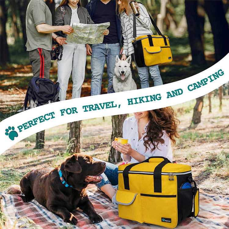 PetAmi Dog Travel Bag Organizer, Pet Travel Kit with 2 Food Containers & 2 Collapsible Dog Bowls, Pet Supplies Tote with Luggage Sleeve, Weekend Road Trip Camping Essentials, Dark Gray, Medium