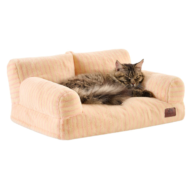 Hollypet Fluffy Dog Cat Bed Pet Couch Beds Plush Soft Warming Machine Washable Puppy Bed with Non-Slip Bottom for Cats and Small Medium Dogs up to 25 lbs, Gray, 24" L x 18" W x 10" Th