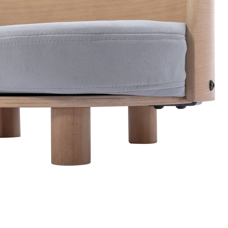 Dog Sofa, Dog Beds with Removable Cushion Pet Sofa with Solid Wood Legs and Bent Wood Back Dog Couch for Dogs and Cat-Small Light Grey