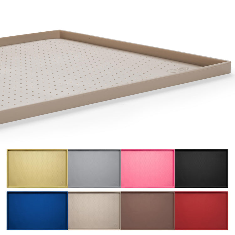 Hubulk Dog Feeding Mat,100% Waterproof Food Grade Silicone Pet Food and Water Bowl Placemat,Dishwasher, High Raised Edge to Prevent Spills,Nonslip Tray to Stop Messes on Floor (19"x12"x0.5", Grey)