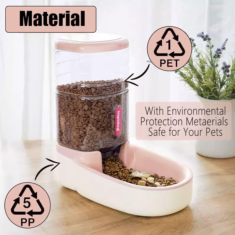 kathson Automatic Cat Feeder 1 Gallon Gravity Dog Food Dispenser Large Capacity Self Feeding Pet Food Bowl Station for Puppy Kitten Rabbit Green