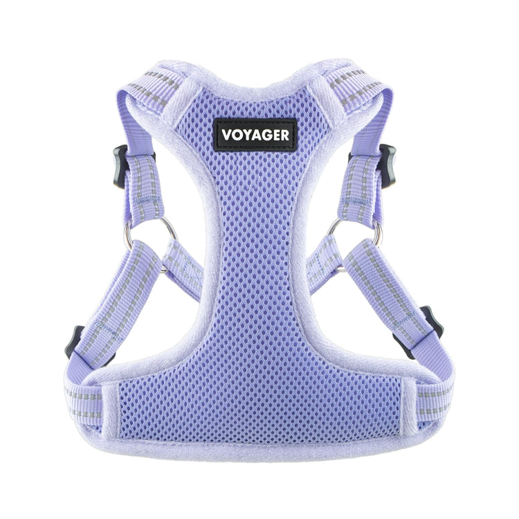Best Pet Supplies Voyager Adjustable Step-in Flex Breathable Mesh Dog Harness for Small Medium Large Dogs Leash Set (Purple), M