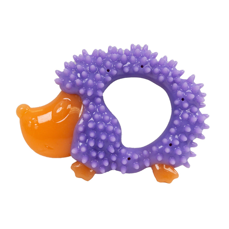 Cutie Chewies Hedgehog Dental Dog Chew Toy — Multi-Textured, Massages Gums, Floats & Bounces for Teething Puppies & Small Dogs, 5" x 3.5" x 1"