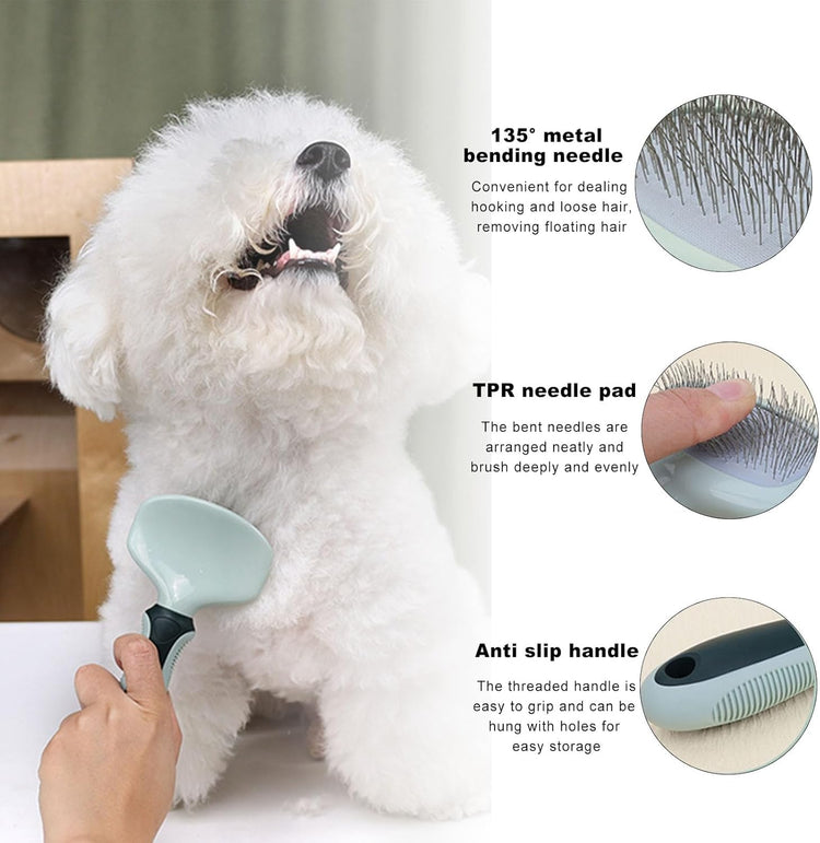 PetsBuzz 8 in 1 Pet Grooming Kit Brush, Cat Dog Grooming Kits at Home, Nail Clipper and File, Self Cleaning Deshedding Pet Brush,Undercoat Rake Detangler, Toothbrush, Collapsible dog Bowl