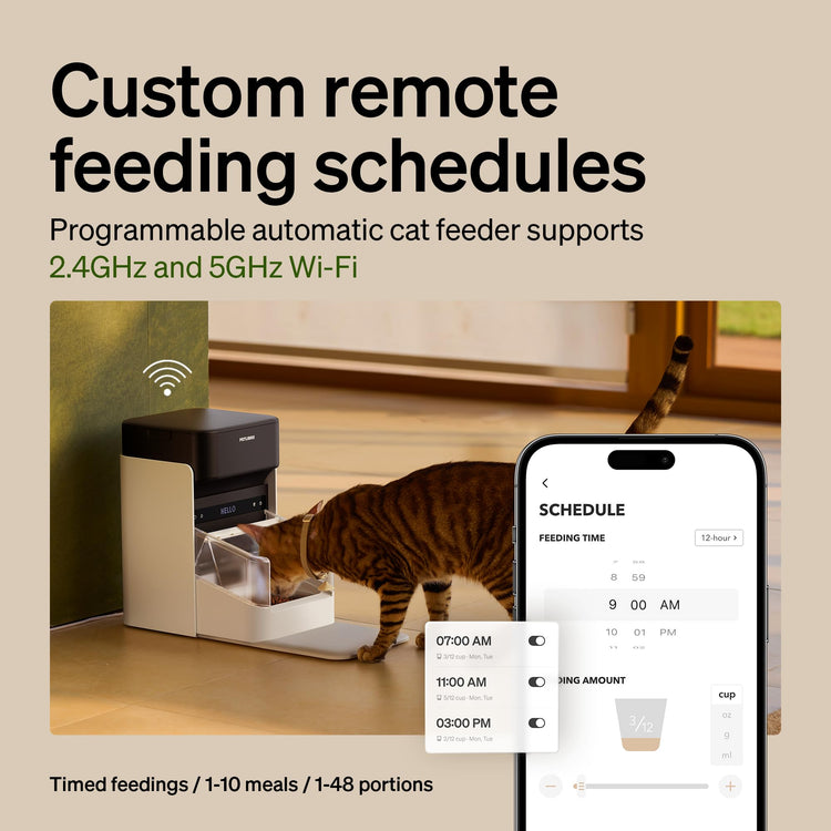 PETLIBRO RFID Automatic Cat Feeder, Collar Tag-Activated Personalized Meals, 5G&2.4G Wi-Fi Programmable Cat Food Dispenser with Cats Recognition & Diet Tracking for Multi-Pet Homes and Different Diets
