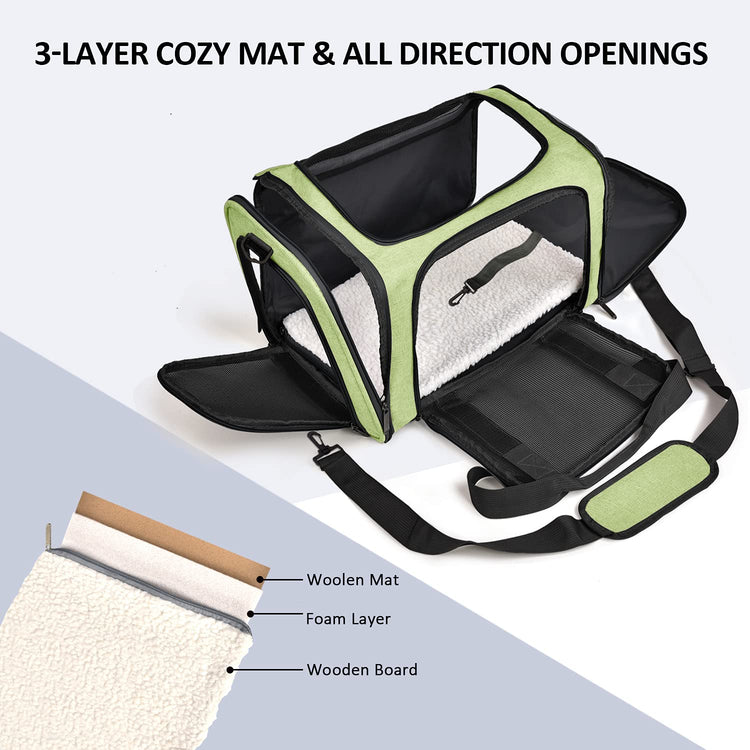 Henkelion Cat Carriers Dog Carrier Pet Carrier For Small / Medium Cats Dogs Puppies (Up To 15lbs), TSA Airline Approved Small Dog Carrier Soft Sided, Collapsible Waterproof Travel Puppy Carrier - Grey