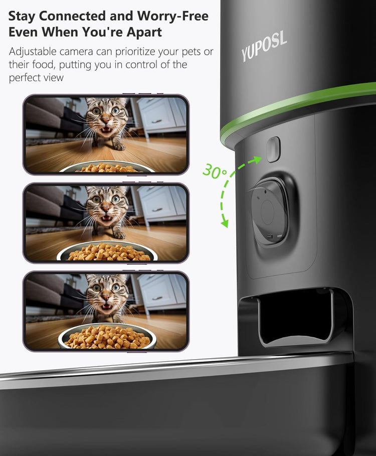 Yuposl Automatic Cat Feeders - 2L Cat Food Dispenser Easy to Use, Timed Automatic Pet Feeder with Over 180-day Battery Life, 1-6 Meals Dry Food Programmable Portion Control Also for Dogs