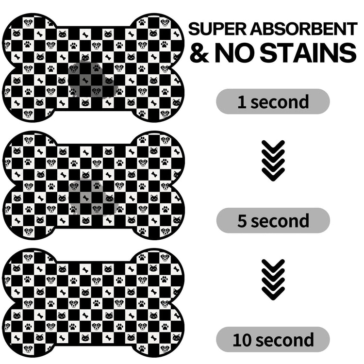 Pet Dog Cat Food Mat, Absorbent Bone Shaped Dog Bowl Mats for Food and Water, Non Slip Cute Dogs Cat Placemats Feeding Mat with Rubber for Floors Indoor Puppy Pet Accessories Supplies 12"x20" Khaki