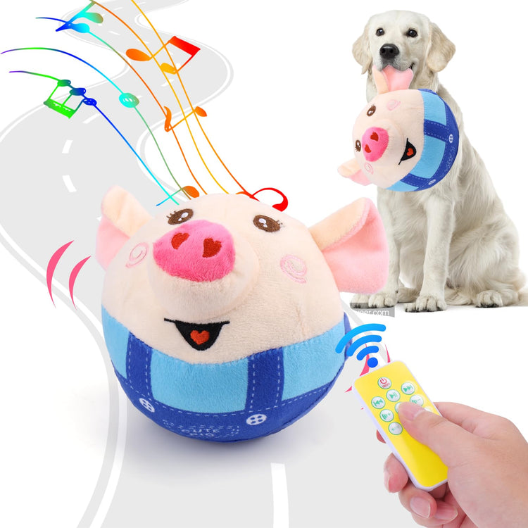 BABORUI Interactive Dog Toys Pig, Jumping Squeaky Dog Toys with Recording and Music Modes, Rechargeable Moving Dog Chew Toys for Small/Medium/Large Dogs to Keep Them Busy(Blue Pig)