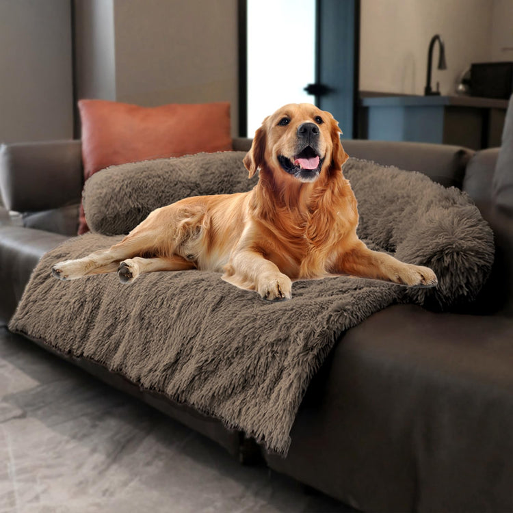 Calming Dogs/Cats Bed Mats, Dog Pad Washable Removable Couch Cover, Plush Long Fur Mat for Pets, Waterproof Lining, Perfect for Small, Medium and Large Dogs and Cats (Gradient Gray, 36"x31")