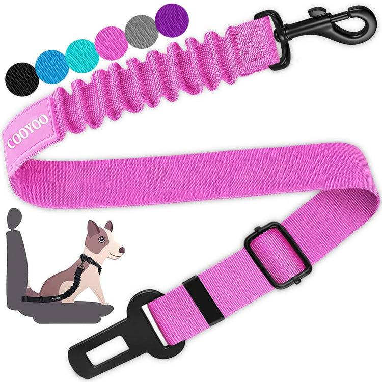 COOYOO Dog Seat Belt, Durability Retractable Dog Car Harness Adjustable Dog Seat Belt for Vehicle Nylon Pet Safety Seat Belts Heavy Duty & Elastic (1 Pack Black)