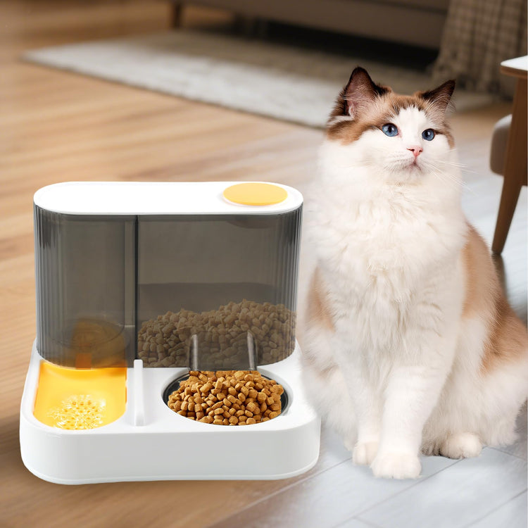 2 in 1 Automatic Cat Feeder & Water Dispenser,Gravity Pet Feeder Stainless Steel Food Water Bowl All-in-One Large Capacity Self Feeding for Cats Dogs Small Medium Pets(Green)