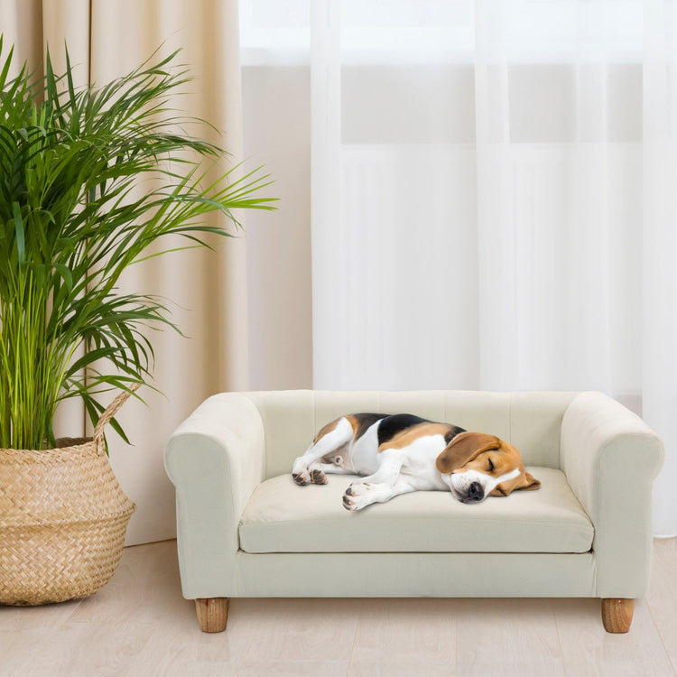 CRITTER SITTERS 33” Faux Suede Ped Bed in Brown, Durable Washable Sofa Couch for Small & Medium Cats & Dogs, Must Have Accessory for Yorkies, Shih Tzus & Frenchies, Kitten & Puppy Essential Furniture