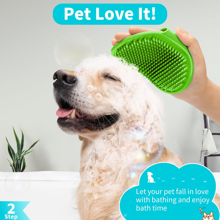 Comotech 6PCS Dog Bath Brush & Dog Toothbrush | Adjustable Handle Shampoo Brush & Scrubber for Short & Long Haired Dogs & Cats | Effectively Solve Odor & Stain Removal Problems (Blue Blue Blue.)