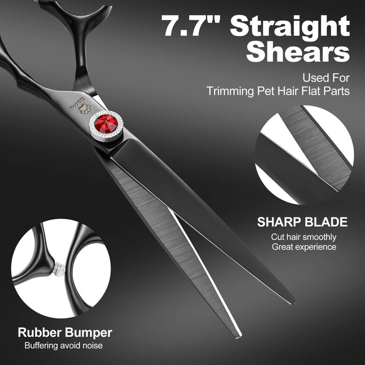 GLADOG Professional 5 in 1 Dog Grooming Scissors Set with Safety Round Tips, Sharp and Heavy-duty Pet Grooming Shears for Cats