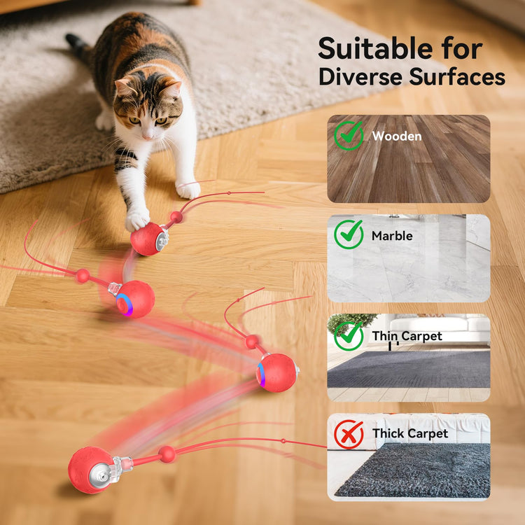 Smart Interactive Cat Dog Toys, Automatic Pet Toys for Bored Indoor Cats and Dogs, Motion Activated, USB Rechargeable, Christmas Pet Birthday Gifts (Pink)