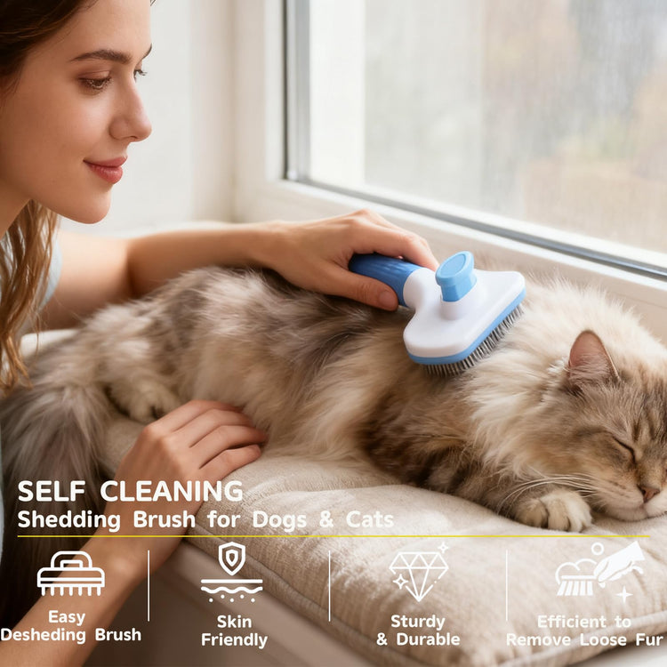 4PCS Pet Pro Grooming Tool | Pet Grooming Rake | Dog Hair Remover | Dog Shampoo Brush 4-in-1 Pet Grooming Kit Suitable for detangling, Hair Removal, Bathing, and Massage