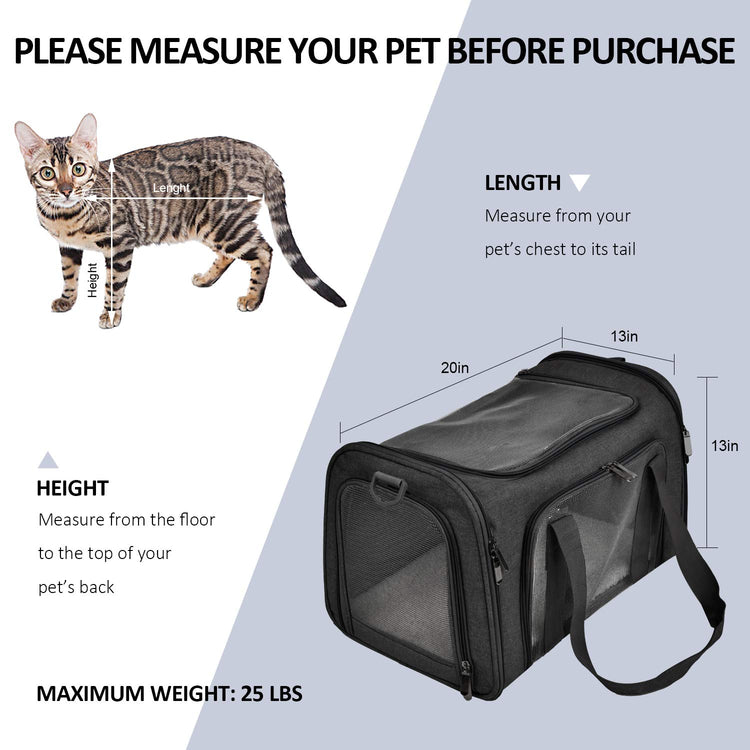 Henkelion Cat Carriers Dog Carrier Pet Carrier For Small / Medium Cats Dogs Puppies (Up To 15lbs), TSA Airline Approved Small Dog Carrier Soft Sided, Collapsible Waterproof Travel Puppy Carrier - Grey