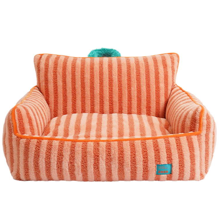 ZEZE Furniture-Style Sofa Pet Bed, Washable Plush Couch Bed with Bolstered Sides & Non-Slip Bottom for Dogs & Cats, Cozy Indoor Bed (Yellow, Small)