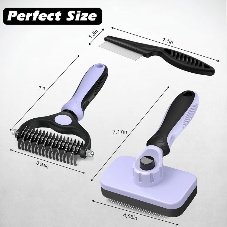Augwind 7 in 1 Pet Grooming Kit - Dog&Cat Comb, Deshedding Brush, Nail Clipper with File, Bath Brush - Premium Pet Supplies (Blue)