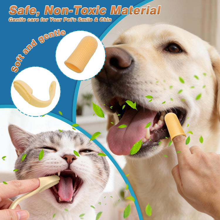 7PCS Pet Grooming Kit for Dogs and Cats，with Storage Bag & Includes Dog Washing Gloveswith High-Density Teeth, Adjustable Handle Dog Shampoo Brush, Dog Finger Toothbrush (Gray)