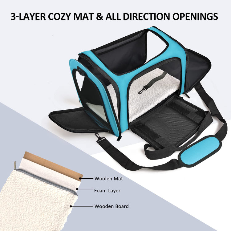 Henkelion Cat Carriers Dog Carrier Pet Carrier For Small / Medium Cats Dogs Puppies (Up To 15lbs), TSA Airline Approved Small Dog Carrier Soft Sided, Collapsible Waterproof Travel Puppy Carrier - Grey