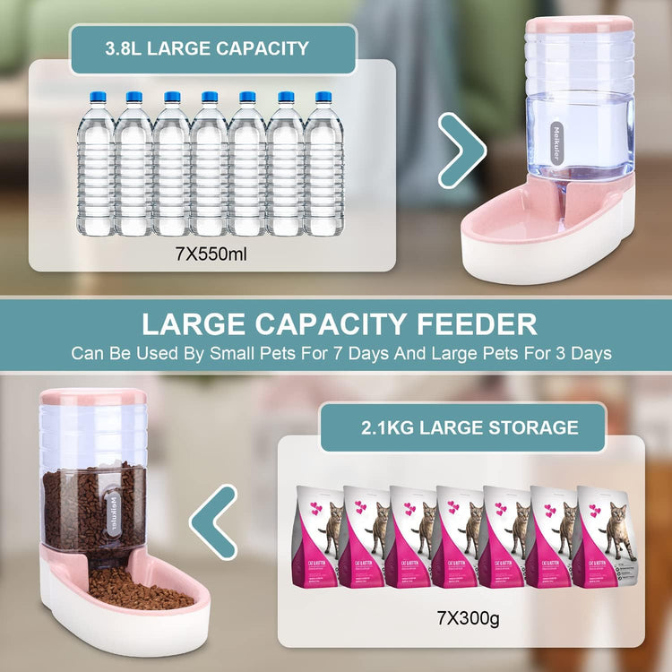 Meikuler Pets Auto Feeder 5.2L,Food Feeder and Water Dispenser Set for Medium & Large Dogs Cats and Pets Animals (Navy)